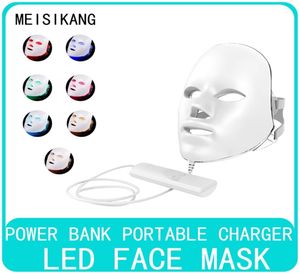 Meisikang Portable Rechargeable 7 couleurs Masque LED avec la peau rajeunie infrarouge Pon Light Therapy Machine de beauté 2202189983030