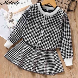 Melario Girls Plaid Pull Robe Automne Hiver Enfants Enfant Bébé Vêtements Robe pour Fille Enfants Princesse Robes De Fête Costume 210412