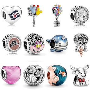 Memnon Jewelry 925 Sterling Silver Up House Balloons Charm Shimmering Narwhal Charms Seashell Dreamcatcher Bead Ocean Waves Perles Fit Pandora Style Bracelets Diy
