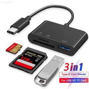 Lectores de tarjetas de memoria 3 en 1 Tipo-C Micro Adaptador TF CF Lector de tarjetas de memoria SD USB-C para Macbook Huawei Samsung OTG Writer Compact Flash L230916