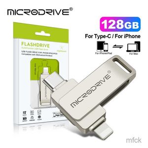 Cartes mémoire Clé USB 2 en 1 OTG USB 3.0 Type C vers Lightning Pen Drive 64GB 128GB 256G Usb3.0 Memory Stick flash Disk Type-C Pendrive livraison gratuite