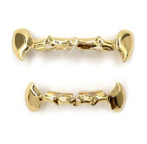 Hombres Mujeres Moda Dientes Grillz Conjunto superior e inferior Hip-hop Colmillos Oro Dientes falsos Oro Plata Negro Rosa-Oro Personalidad Vampiro Grillzs