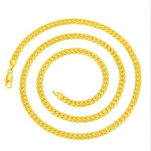Hombres 14KGP Collar de cadena de espiga de Italia chapado en oro estampado 6 mm 60 cm292i
