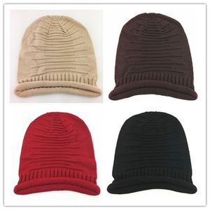 Hombres y mujeres Knit Skull Hat Ladies Winter Wool cap fold Soft Beanies Cap Outdoor Casual Warm KnittedSki Cap EEA557
