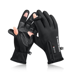 Hombres y mujeres al aire libre impermeables dedos expuestos pantalla táctil invierno polar térmico motocicleta ciclo carreras esquí guantes 220108245Q