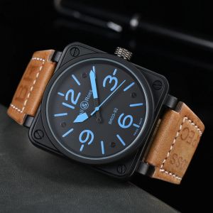 Montres-bracelets mécaniques automatiques pour hommes montre en cuir marron noir Ross en caoutchouc montres pour hommes montre-bracelet pour hommes