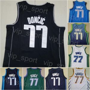 Déclaration de basket-ball pour hommes Maillot Luka Doncic 77 Bleu marine Blanc Noir Vert Couleur de l'équipe Gagné Icône classique Association de la ville Respirant pour les fans de sport Chemise cousue