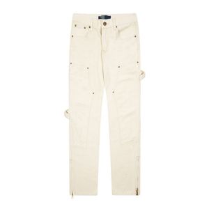 Brand Brand Jeans Designer Street Leisure Entertainment Sports brodés Slim Fit High Street Jeans Couleur solide blanc