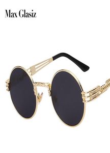 Gafas de sol redondas vintage de marca para hombre 2017 Nuevo espejo de metal dorado plateado pequeñas gafas de sol redondas para mujer baratas de alta calidad UV4004205921