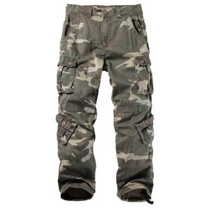 Pantalones cargo para hombre, nuevo militar, verde militar, monos multibolsillos de talla grande, pantalones informales holgados de camuflaje, pantalones de trabajo para hombre, talla grande 42