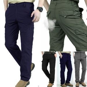 Los hombres pantalones de carga de trabajo multi-bolsillos de escalada senderismo de secado rápido para el verano al aire libre pantalones tácticos finos casuales pantalones masculinos DSA 201110