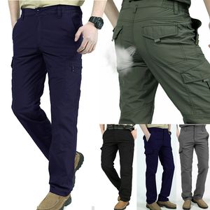 Los hombres de carga pantalones de trabajo Multi-Bolsillos Escalada Senderismo de secado rápido para el verano al aire libre ocasional delgada táctica pantalones masculinos DSA LJ201007