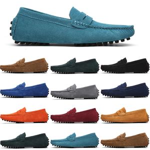 Hommes Casual Chaussures Mens Slip on Lazy Suede Leather Shoe Big Size 38-47 Red Army Green