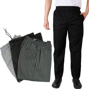 Men Chef Cook's Uniforme de cocina suelta Pantalones de cocina Restaurante a cuadros Pantalones de encaje largo para hombres Catering Cook Bottoms