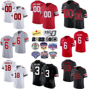 Hombres Universidad Ohio State Buckeyes Fútbol 6 Kyle McCord Jersey Universidad 32 TreVeyon Henderson 19 Chip Trayanum 18 Marvin Harrison Jr 8 Cade Stover 3 Miyan Williams