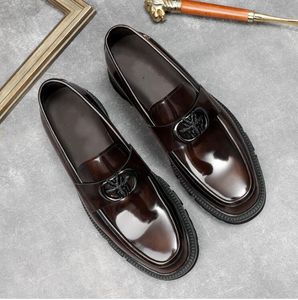 Mocasines de cuero de vaca para hombre, mocasines de tacón grueso, estilo británico, barcos de conducción, moda para hombre, zapatos de vestir de boda, Oxfords para hombre