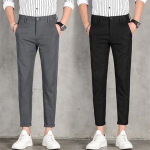 Pantalones cortos para hombre, pantalones de negocios, pantalones largos formales de ajuste regular, pantalones casuales Seluar Panjang Lelaki X0615