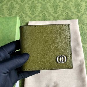 Portefeuille de designer pour hommes de qualité supérieure portefeuilles courts porte-carte de crédit en cuir de vache vert original sac à main en cuir véritable pince à billets de luxe avec lettre 22g