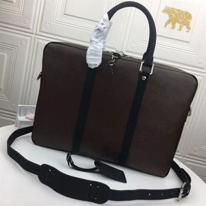 Hombres diseñadores maletín bolsa de cuero carpeta de documentos de viaje moda clásica paquete de computadora portátil cartera de negocios br310e