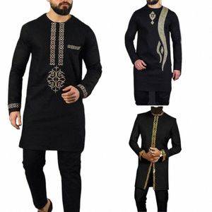 Hombres Diki Nuevo en 2 piezas Conjuntos de pantalón completo Traje tradicional africano LG Manga Ropa de lujo para hombres Kaftan Elegante traje de marca V8Fq #