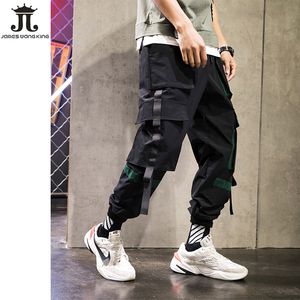 Pantalones de calle a la moda para hombre, novedad de primavera 2019, pantalones de chándal negros con múltiples bolsillos a la cadera, pantalones Harem calientes, pantalones informales A151-892