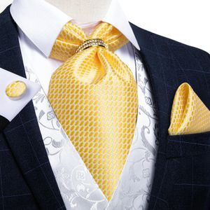 Hommes mode jaune blanc plaid en soie cravat ascot mariage luxe mariage formel self britannique noue noue accessoires dibangu240409