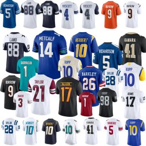 Maillot de football homme 88 Lamb 4 Prescott 11 Parsons 10 Kupp 14 Metcalf 1 Murray 9 Burrow 1 Tagovailoa 98 CROSBY 4 CARR 10 Hopkins 33 Adams 8 Jones 21 Taylor 17 McLaurin 2 WENTZ