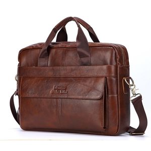 Men Genuine Leather Handbags Casual Leather Laptop Bags Male Business Travel Messenger Bags Mens Crossbody Shoulder Bag 201125