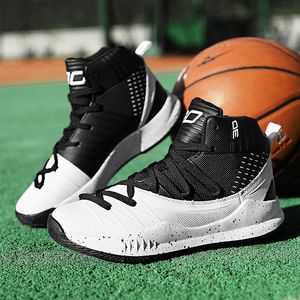 Zapatillas de baloncesto de alta calidad para hombre, zapatillas deportivas informales para estudiantes, color blanco, negro y azul, cómodas zapatillas de combate en el campo de cemento C004
