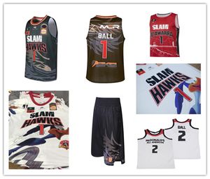 Hommes Lamelo # 1 Ball SLAM European League Maillots de basket-ball imprimés Blanc Violet Bleu # 2 Ball Buzz 75th City Maillot de basket Taille S-XXL