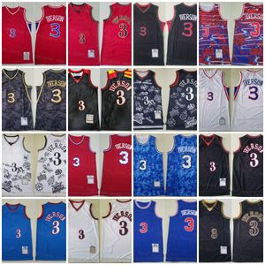 Hombres retroceso baloncesto 3 Allen Iverson jerseys vintage atlético ropa al aire libre deporte viste camisa hombre retro negro blanco rojo azul equipo color buena calidad