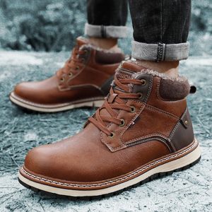 Men Outdoor Winter Snow Ankle Boots Waterproof Non-slip Short Plush Warm Walking Male Casual Flat Shoes Sneakers Fashion