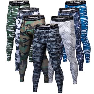 Pantalones de entrenamiento para hombre, mallas de compresión para Fitness, pantalones ajustados de secado rápido con estampado 3D, pantalones de culturismo para Crossfit MMA