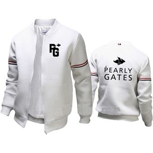 Hombres Pearly Casual Print Gates Design Coat Outdoor Man Baseball Tops Hombre Slim Fit Sports Zipper Jacket Otoño e Invierno 211214