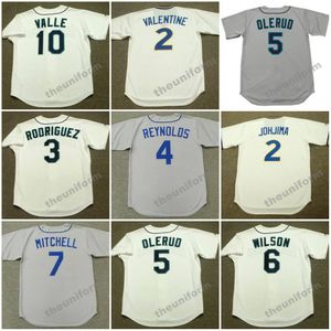 Hommes 1979-2001 Seattle BOBBY VALENTINE KENJI JOHJIMA ALEX RODRIGUEZ HAROLD REYNOLDS JOHN OLERUD DAN WILSON KEVIN MITCHELL # 10 VALLE Throwback Baseball Jersey S-5XL