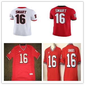 Hombres Vintage NCAA # 16 Kirby Smart College Football Jerseys Rojo Negro Blanco Cosido Retro Uniformes Tamaño S-4XL