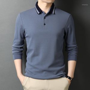 Camiseta de manga larga transpirable para hombre, polos negros, azules, grises y rojos de marca de ajuste clásico de secado rápido