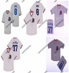 Men's Bull Durham Nuke 'Laloosh 37 Crash Davis 8 Kevin Costner 16 Touristes Double Baseball Jersey Grey White White Taille S-4XL Mélange Commande 2024