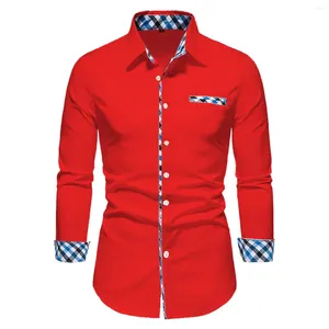 Chemises décontractées pour hommes 2024 Business Color Couleur épissée Polo à manches longues PLAY OUTDOOR PLAY Fabric doux confortable Top S-6XL