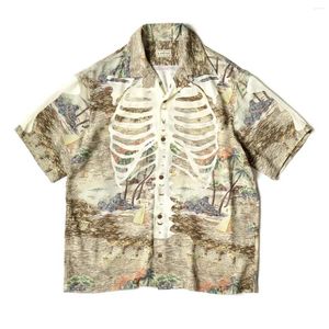 Chemises décontractées pour hommes 23SS Kapital Hirata Hiroshi Japonais Os Hawaiian Collier cubain à manches courtes