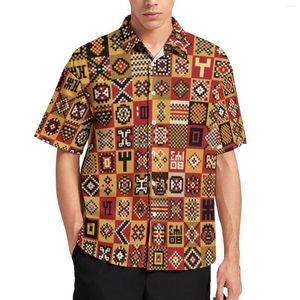 Chemises décontractées pour hommes Africain Résumé Shirt lâche Men Homme Checkerboard Impression Hawaiian Design Streetwear Streetwear surdimension