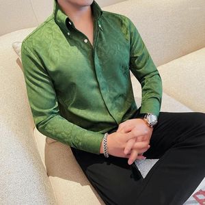 Chemises décontractées pour hommes Blouse à manches longues de haute qualité Business Formel British Floral pour hommes All Match Slim Fit Tuxedo Man Dress Shirt