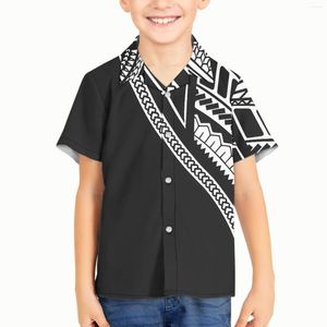 Camisas casuales para hombres Boy Kid Polynesian Tribal Pohnpei Totem Tattoo Prints Boys Mangas cortas Top Boutique Button Down T-shirts Kids Tee