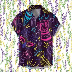Chemises décontractées pour hommes Carnaval's Day Imprimé Fête de vacances Porter à manches courtes Soft T Tuxedo Romper Hommes