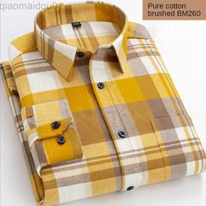 Camisas casuales para hombres Camisa a cuadros de algodón Ropa de gama alta de manga larga para hombres Camisa de franela a cuadros casual 100% algodón Tops con botones Ocio masculino Shellort L230721