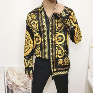 Chemises décontractées pour hommes mode chemise masculine Harajuku 3d imprimé léopard floral épissure fantaisie hommes automne Club fête mariage robe de bal chemise hommes