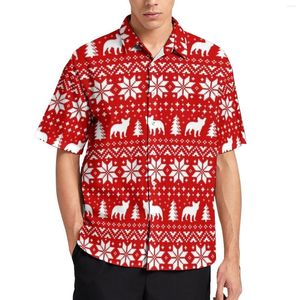 Chemises décontractées pour hommes Festive Christmas Beach Shirt Cute Dog Print Summer Male Aesthetic Blouses Short Sleeve Printed Clothing Big Size