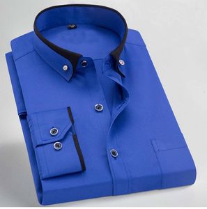 Chemises décontractées pour hommes de bonne qualité printemps automne hommes robe d'affaires chemise mâle formelle bouton vers le bas col mode