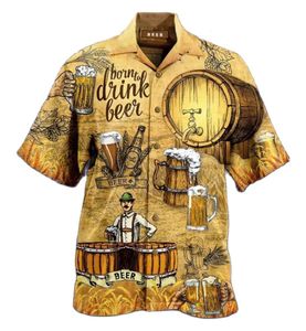 Camisas casuales para hombres Cerveza 3d estampada hawaiana Cuba Beach Cuban Weat Wear Fiesta Top Party Vintage Style For Men Women Clothing 230325