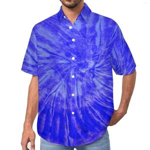 Chemises décontractées pour hommes Hippie Tie Dye chemise de vacances bleu été moderne homme mode Blouses à manches courtes vêtements personnalisés grande taille 3XL 4XL